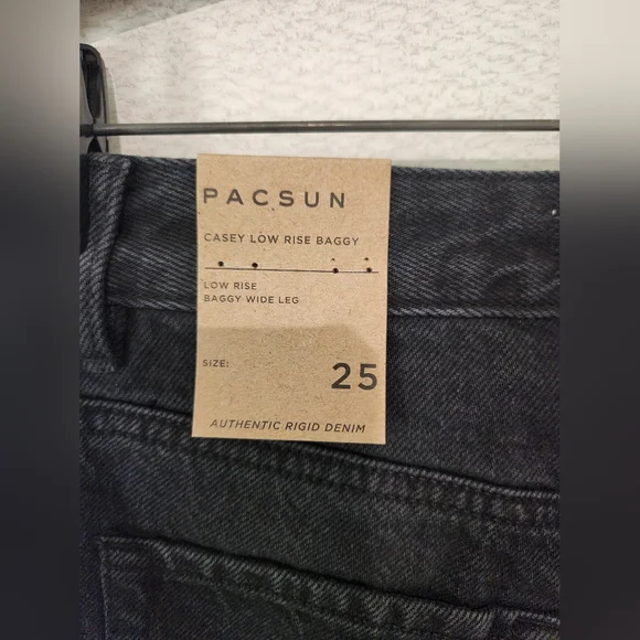 PacSun Casey Lowrise Baggy Wide Leg Jeans Black 25 - Picture 7 of 8